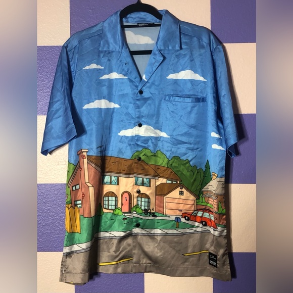 NWOT Market x The Simpsons Limited Button Down All-Over House Print - Size M - Picture 1 of 4